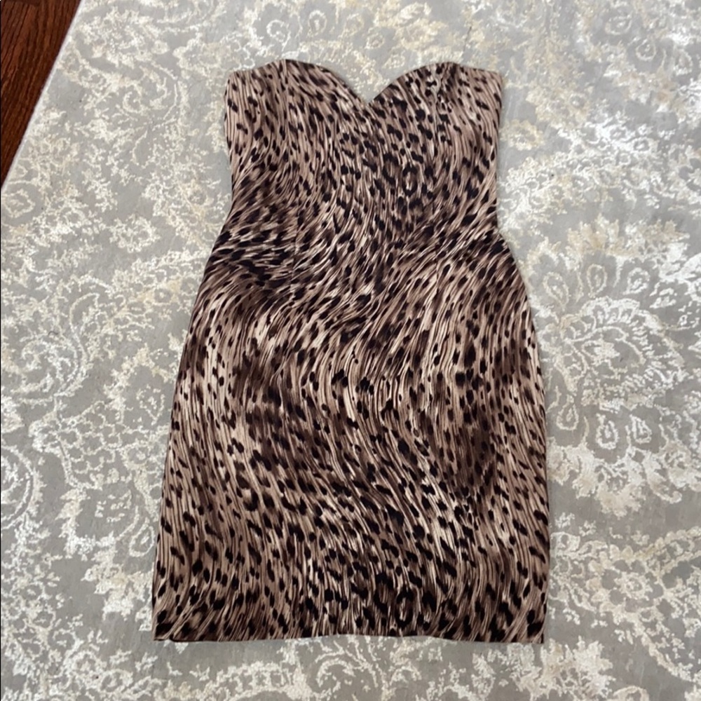David Meister Leopard Print Sweetheart Neck Dress with Matching Wrap